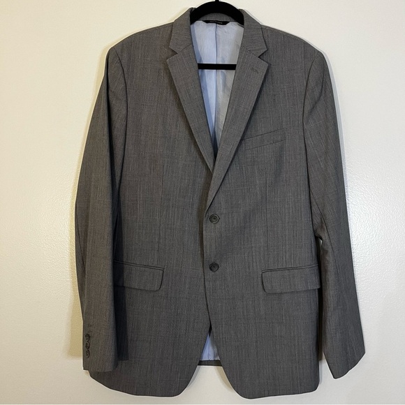 Banana Republic | Wool gray suit jacket/blazer Mens size 44L sport coat plaid - Picture 1 of 10